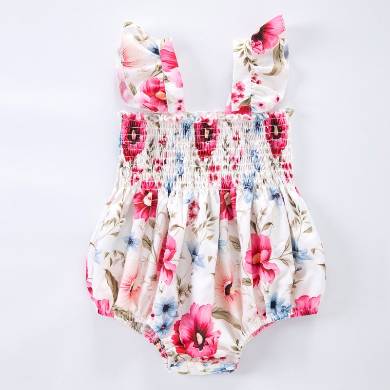 New 2024 baby camisole jumpsuit with trendy and cute flying sleeves, pleated jumpsuit, climbing suit_viptrois.com
