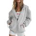 New Sakura Pink Zip-Up Hoodie - Lightweight Fleece Lined Unisex Jacket For Winter, Loose Fit With Ribbed Hem & Zippered Pockets_viptrois.com
