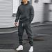 Men's Clothing Spring And Autumn Casual Sports Suit Solid Color Hoodie And Waist Pants_viptrois.com