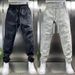 Men's Slim Fit Cargo Sweatpants Trendy Korean Style Embossed Jogger Casual Trousers Black Thin Summer Fashion_viptrois.com