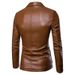 2024 Men Slim Autumn New Causal Vintage Leather Jacket Coat Men Design Motorcycle Biker Zipper Pocket PU Leather Jacket Coat_viptrois.com