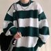 Striped Mohair Sweater Men's Retro High-end Couple Thick Coat_viptrois.com