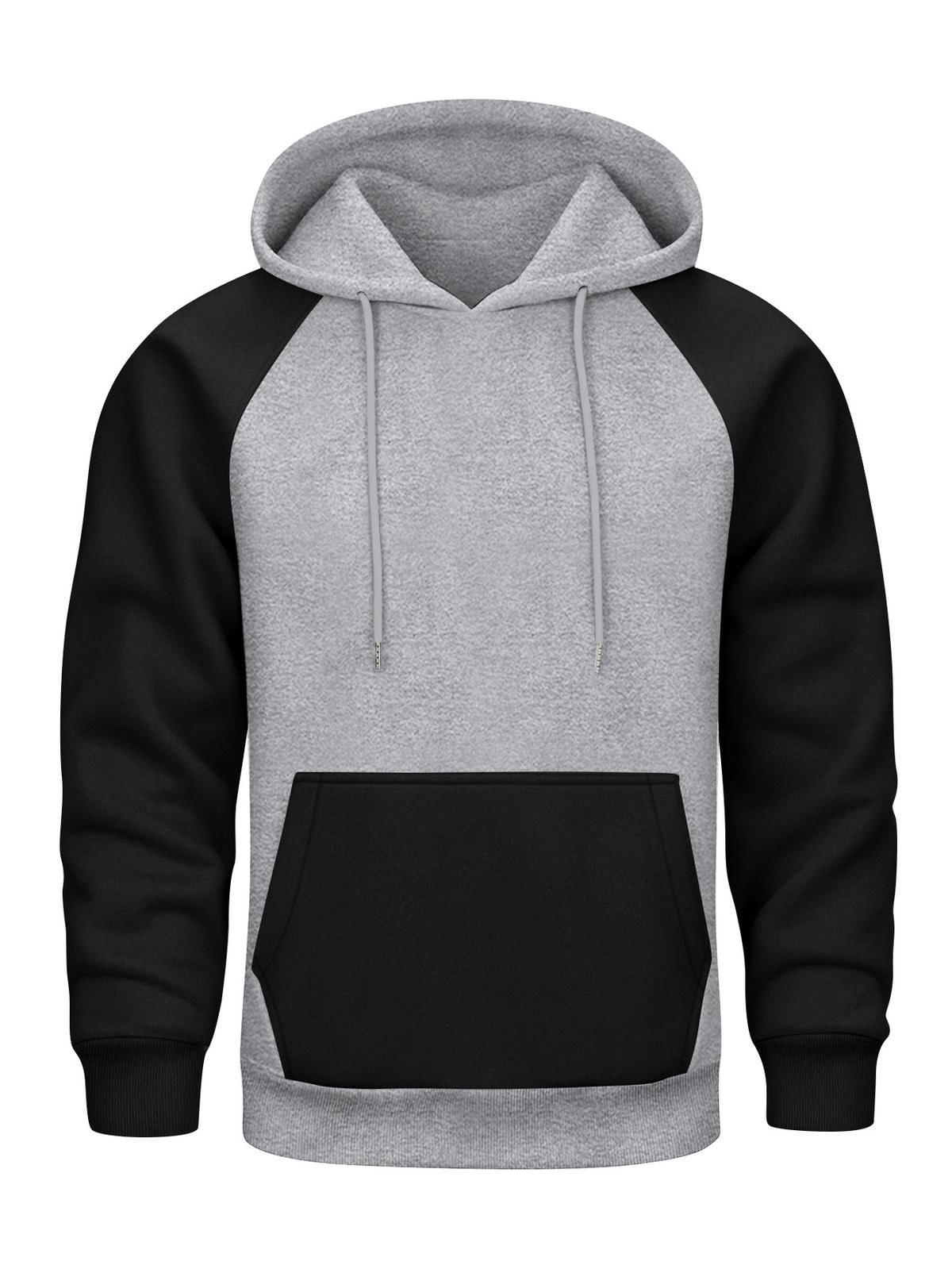 Men’s Color-Block Fleece Hoodie – Lightweight Polyester Pullover With Relaxed Fit, Trendy Two-Tone Design For Autumn & Winter_viptrois.com