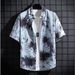 Men's Clothing Loose Short Sleeved Floral Shirt Beach Shirt Handsome Tops Men's Clothing_viptrois.com