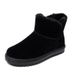 Snow boots winter new round head middle top suede flat with brown low cylinder leisure with pile thickened snow cotton_viptrois.com