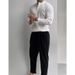 Monochrome Man- Spring And Autumn New Henry Collar Long Sleeve Knitted Sweater Men's Light Mature Slim Fit British Business Foreign_viptrois.com