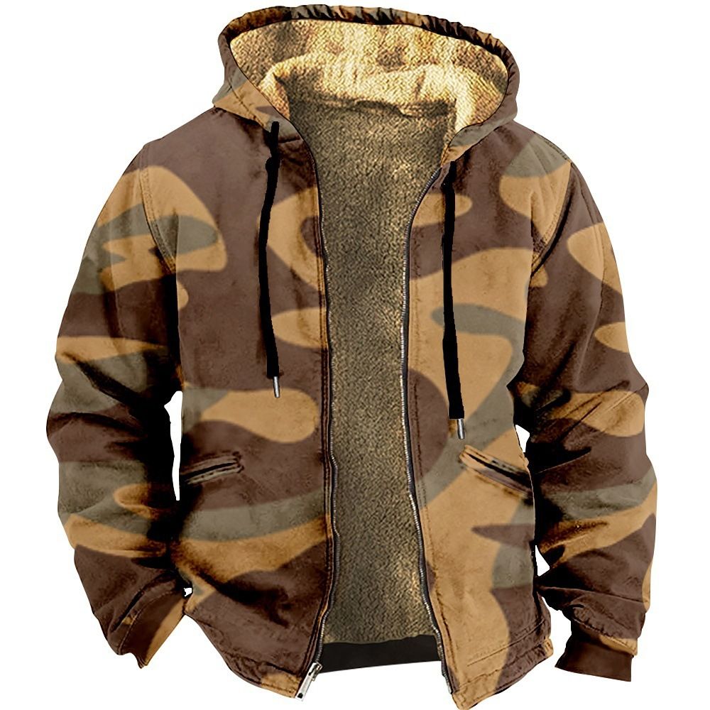 Winter Men's Cotton Coat: Warm, Lined With Fleece, Featuring A Hood And Pockets; Long Sleeves Perfect For Outdoor Use._viptrois.com