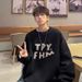 High-quality Navy Blue Heavy-duty Velvet Cotton Hoodless Crew Neck Sweater For Boys Autumn And Winter New Retro Teen_viptrois.com