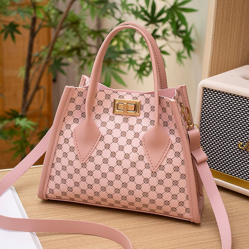 Women's Bag New Fashion Light Luxury Circle Print Lock Shoulder Messenger Bag Niche Texture Retro Handbag_viptrois.com