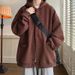 Autumn Corduroy Solid Color Loose Jacket Trendy Men's Waffle Cardigan Hooded Sweatshirt_viptrois.com
