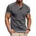Men's Clothing Men's Short Sleeve Henry Shirt Men's Round Neck T Shirt 3 Button Top Men_viptrois.com