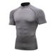 Men's Clothing High Collar Tights Short Sleeve Fitness Sports Running Training Suit Elastic Quick Drying Clothes Short Sleeve T Shirt_viptrois.com