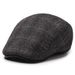 New Autumn Winter Beret For Men, Middle-aged And Elderly Forward Cap, Plaid Pattern Breathable Warm Hat_viptrois.com