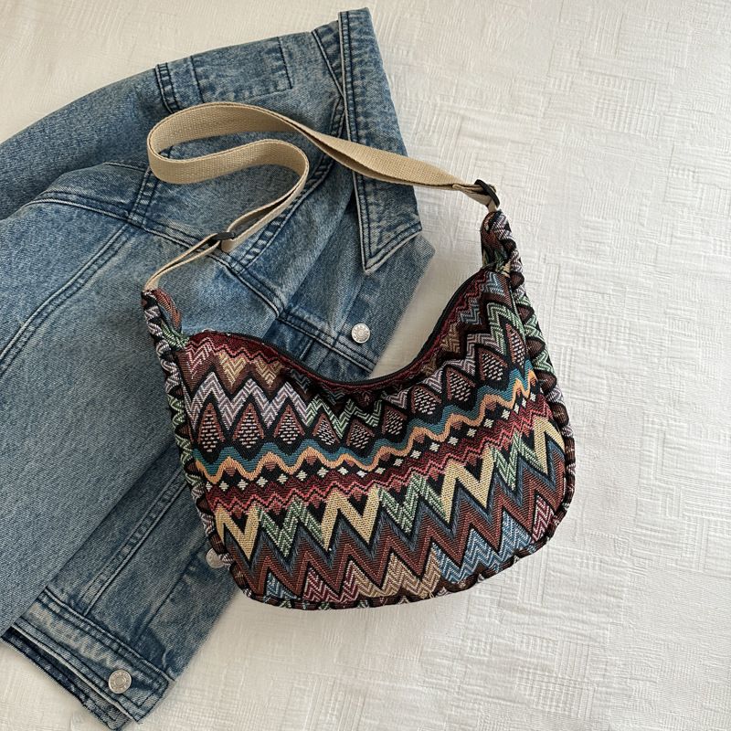 Women's Shoulder Bags Large-capacity Fashionable Ethnic-style Casual Bag, Single-shoulder Crossbody Bag, Dumpling Bag For Girls_viptrois.com