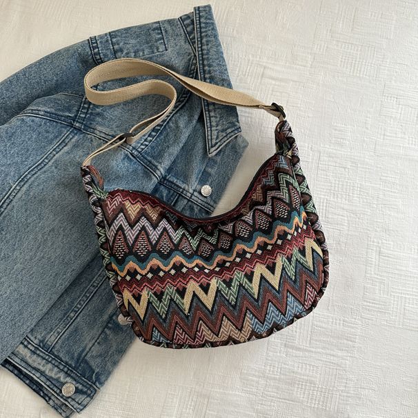 Women's Shoulder Bags Large-capacity Fashionable Ethnic-style Casual Bag, Single-shoulder Crossbody Bag, Dumpling Bag For Girls_viptrois.com