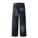 Men's Clothing Jeans For Men And Women Washed And Distressed Loose Wasteland Style Straight Pants_viptrois.com