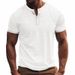 Men's T Shirts 2025 Summer New Men's Cotton And Linen Breathable Casual Henry Shirts Fashionable Short Sleeved Tops_viptrois.com