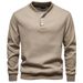 Men's Fleece-Lined Waffle Knit Baseball Collar Sweatshirt - Soft & Warm Pullover For Casual Wear (White, Navy, Black, Khaki, Denim Blue)_viptrois.com