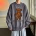 New retro personalized trendy brand teddy bear sweater for men, autumn and winter, loose fitting couple's knitted sweater_viptrois.com
