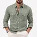 Men's Clothing Shirts With Multiple Pockets Casual Long Sleeved Tops_viptrois.com