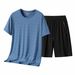 Men's Summer Sportswear Set Short Sleeve T-Shirt & Shorts Outfit Premium Breathable Casual Athletic Suit_viptrois.com