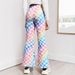 Mother & Kids INS Girls Spring And Autumn Flared Rainbow Stripe Print Knitted Street Style Flared Pants Without Pockets_viptrois.com