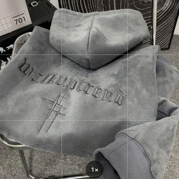 Suede Fleece Sweatshirt Autumn Winter Trendy Brand Cool American Oversize Loose Hooded Jacket Men's Fashion_viptrois.com