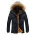 Men's clothing hooded fur collar solid color padded jacket_viptrois.com