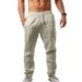 Wish Summer Men's Large Size Breathable Cotton Linen Loose Casual Wide-leg Trousers_viptrois.com