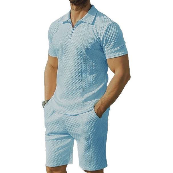 Men's Summer Short Sleeve Polo Shirt & Shorts Set - Breathable Casual Sports Outfit For Gym, Travel & Daily Wear_viptrois.com