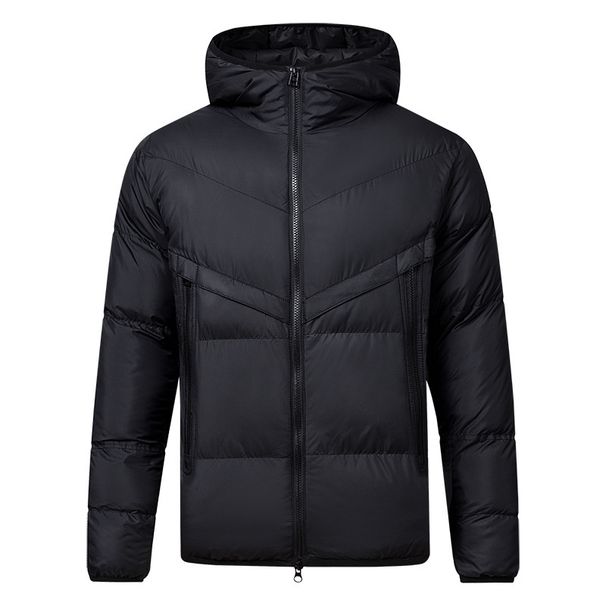 Men's Clothing Men's Winter Hooded Padded Jacket - Lightweight Warm Coat With Zipper Closure, Casual Loose Fit, Polyester Outer, Black & White Options_viptrois.com