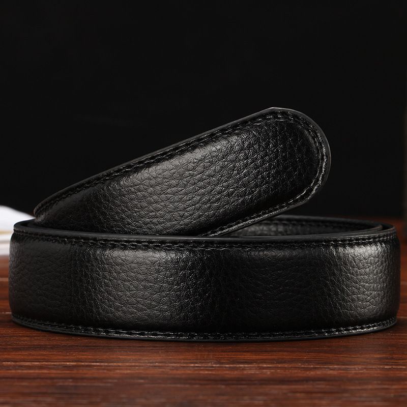 Men's Belt Automatic Headless Belt Head Layer Pattern Litchi Pattern Scratch Resistant 3.5CM_viptrois.com