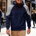 Cross-border American Autumn And Winter Heavy-duty Loose Casual Men's Simple Outdoor Hooded Commuting Color Contrasting Texture Sweater_viptrois.com
