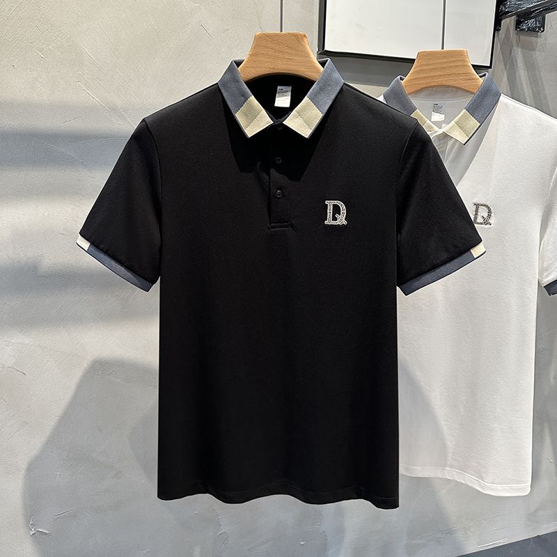 European Fashion Brand Business Polo Shirt Short Sleeved Men's Summer Embroidered Lapel Casual Versatile Design_viptrois.com
