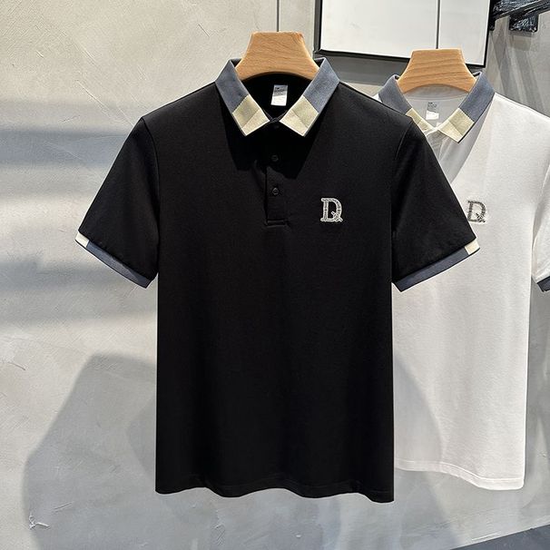 European Fashion Brand Business Polo Shirt Short Sleeved Men's Summer Embroidered Lapel Casual Versatile Design_viptrois.com