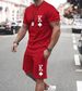 Men's printed casual short-sleeved two-piece suit_viptrois.com