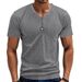 Men's Short-sleeved T-shirt Casual Sports Jacquard Pit Stripes Quick-drying Breathable Henley Shirt Short-sleeved Tops_viptrois.com