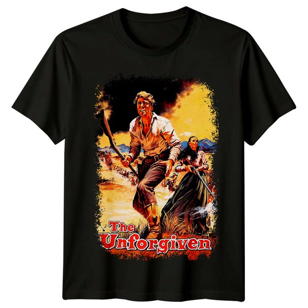 The Unforgiven (1960) Movie Poster Inspired 100% Cotton T-shirt Mens Tees Top Retro 80s Tee_viptrois.com
