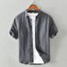 Men's Clothing Solid Color Linen Shirt Men's Short Sleeved Slim Fit Top Summer Thin Lapel Youth Cotton And Linen Casual White Shirt_viptrois.com