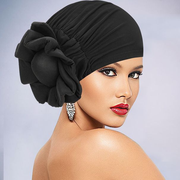 New Solid Color Breathable Turban Hat Sponge Large Plate Flower Bottoming Hat Fashionable Style Hair Tie Hat_viptrois.com