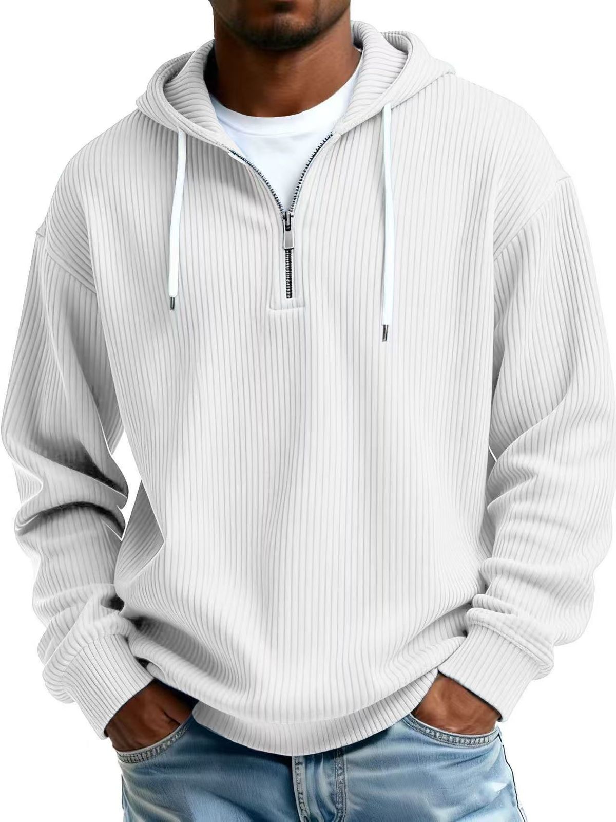 New Heavy Long-sleeved Hooded Jacket Men's Solid Color Loose Trend Men's Sports And Leisure Sweater Men's_viptrois.com
