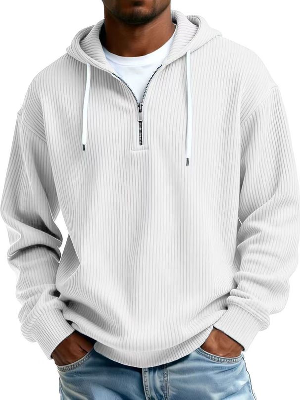 New Heavy Long-sleeved Hooded Jacket Men's Solid Color Loose Trend Men's Sports And Leisure Sweater Men's_viptrois.com