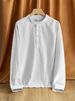 Monochrome Man- 2025 Foreign Trade Loose Linen Solid Color Long Sleeve Stand Collar Men's Casual Shirt_viptrois.com