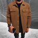 "Men's Wool-Look Jacket – Autumn Single-Breasted Coat With Lapel & Flap Pockets In Black/Army Green/Navy/Dark Gray (S-XXL)"_viptrois.com