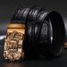 Apparel Accessories Buckle Belt Cowhide Shiny Large Crocodile Pattern Casual Belt Men's Personality Business Belt_viptrois.com