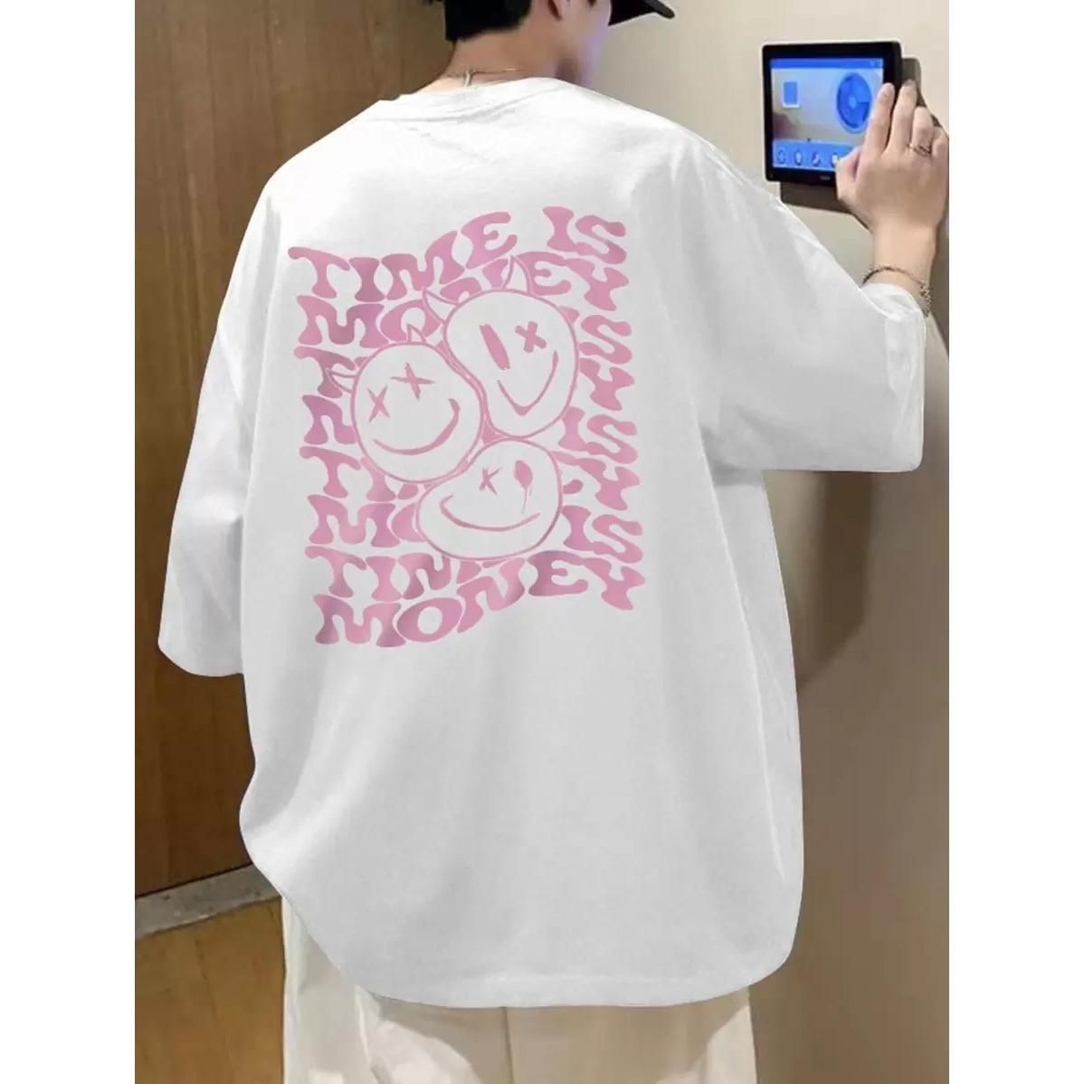 Manfinity EMRG Camiseta Holgada Para Hombres Con Estampado De Caricaturas Y Lemas_viptrois.com