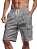 Premium Products 2025 New Men's Multi Pocket Solid Color Loose Casual Drawstring Five Quarter Pants, Lightweight And Breathable Shorts_viptrois.com