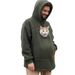 Unisex Fleece Zip-Up Hoodie – Oversized Pet-Friendly Pullover With Cozy Sherpa Lining, Streetwear Essential For Fall (Black/Olive/Blush)_viptrois.com