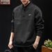 Men's Stand Collar Heavyweight Polo Sweatshirt - Oversized Fit Autumn Streetwear Style_viptrois.com