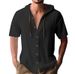 Men's Clothing Casual Short Sleeved Shirt Hooded Fashion Button Cardigan Shirt Trendy Loose Beach T Shirt_viptrois.com